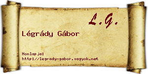 Légrády Gábor névjegykártya
